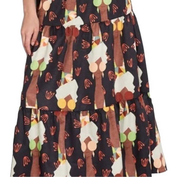 Hutch X ModCloth Dress Let’s Go Boho Brown Black Multi Maxi Size 4 - Picture 5 of 16